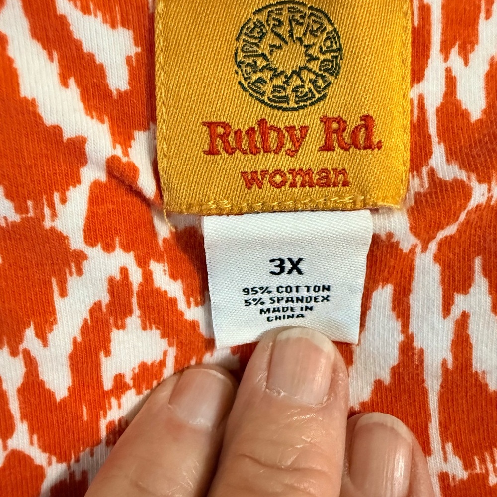 Ruby Rd 3X Embellished Orange White Women's Top - Picture 3 of 6
